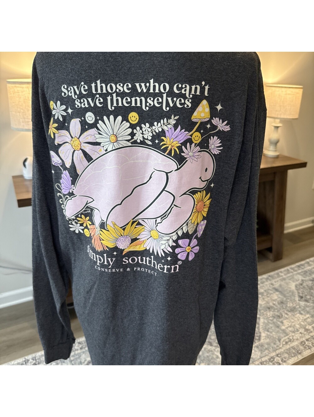 Simply Southern Tee “Save Those Who Can’t Save Themselves” Grey Size L